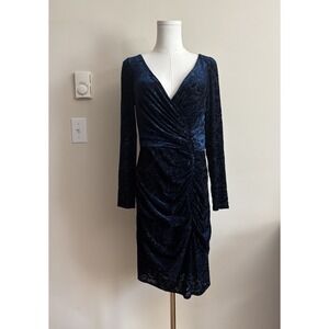 Whimsigoth Romantic Burnout Velvet Dress Floral Blue 12 Large Stretch DB Studio